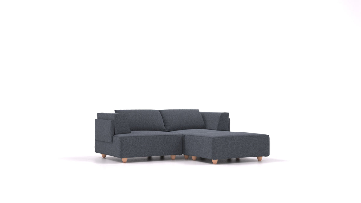 CasCais RA, modulares Sofa von FEYDOM im Stoff Icon IC-79 Deep Blue, helle Füße