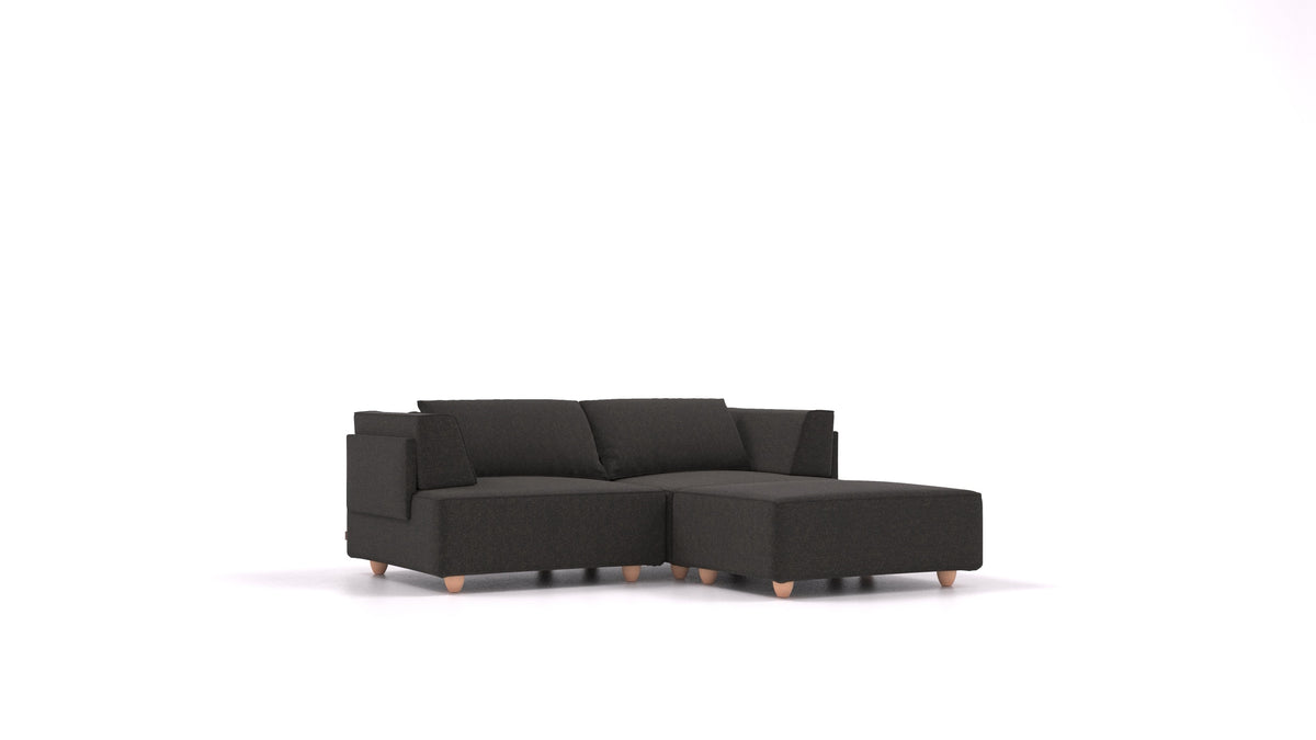 CasCais RA, modulares Sofa von FEYDOM im Stoff Icon IC-99 Umbra, helle Füße