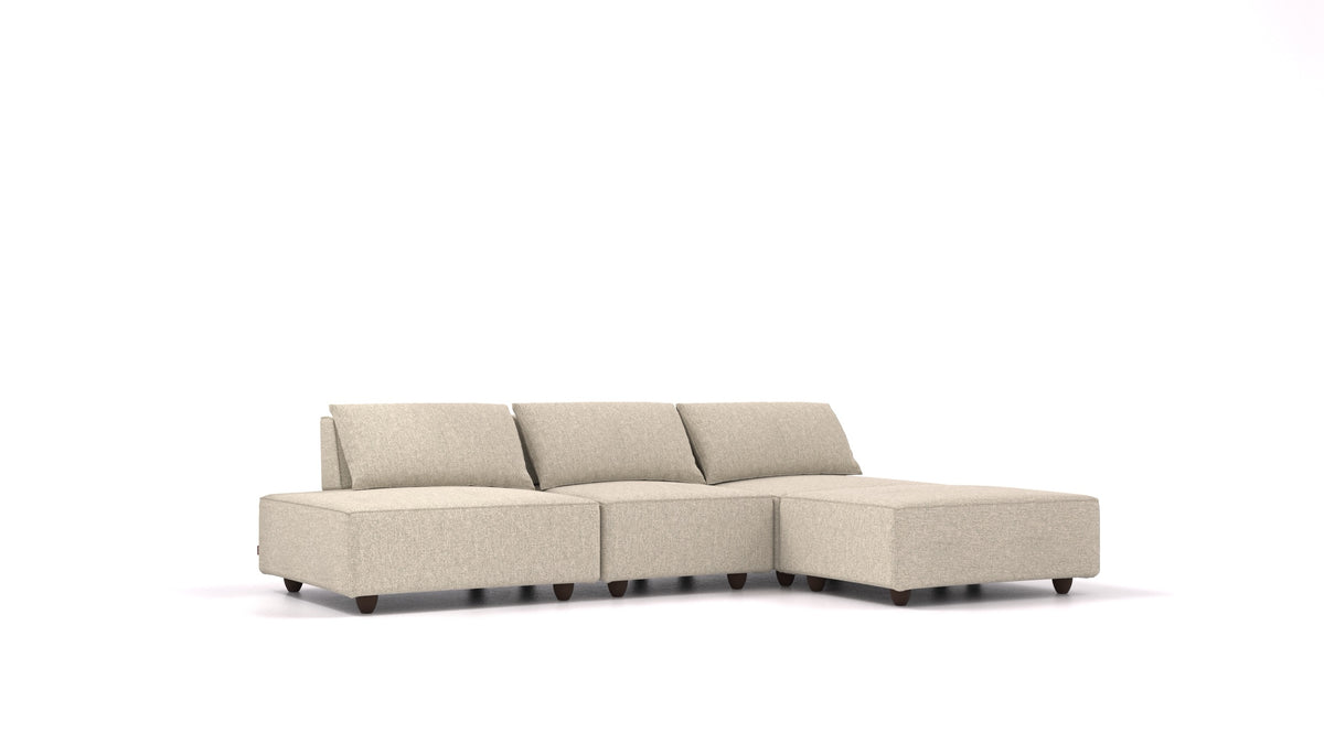 CasCais RS, modulares Sofa von FEYDOM im Stoff Alure DE-09 Natur, dunkle Füße
