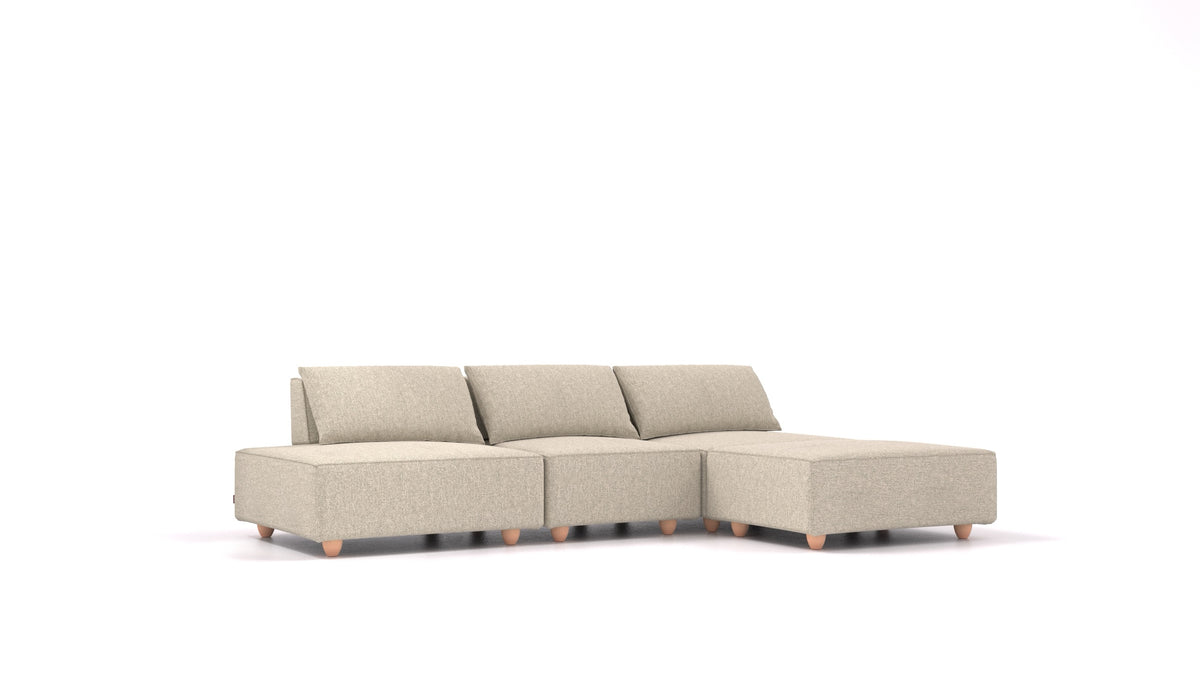 CasCais RS, modulares Sofa von FEYDOM im Stoff Alure DE-09 Natur, helle Füße