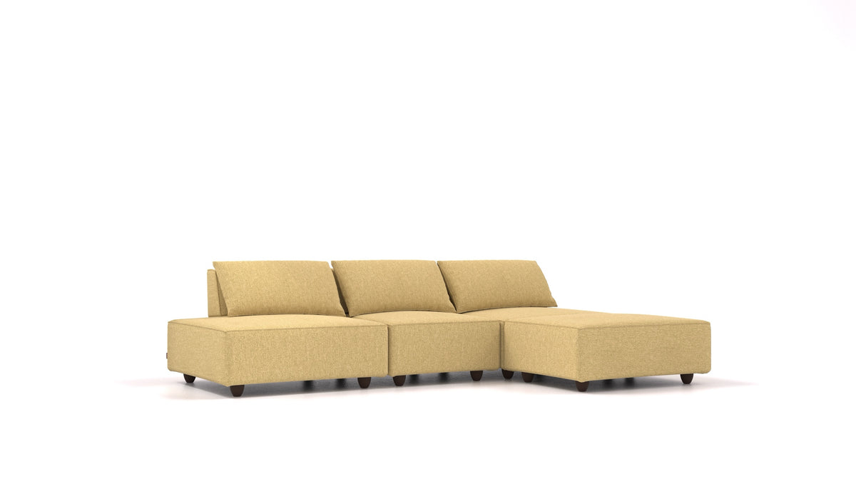 CasCais RS, modulares Sofa von FEYDOM im Stoff Alure DE-48 Yellow, dunkle Füße