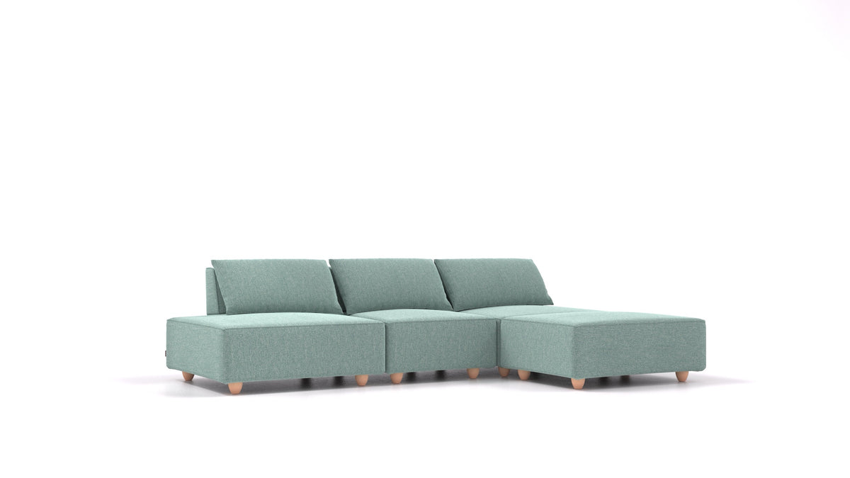 CasCais RS, modulares Sofa von FEYDOM im Stoff Alure DE-75 Pastel Blue, helle Füße