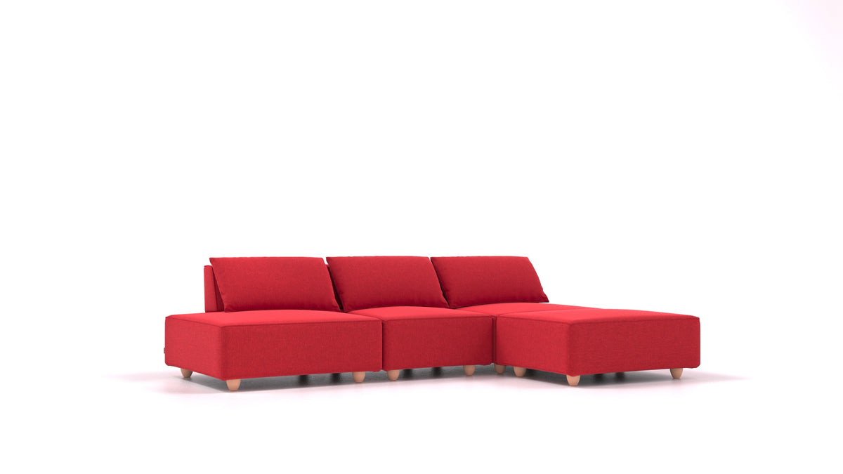 CasCais RS, modulares Sofa von FEYDOM im Stoff Velare ET-11 Red, helle Füße