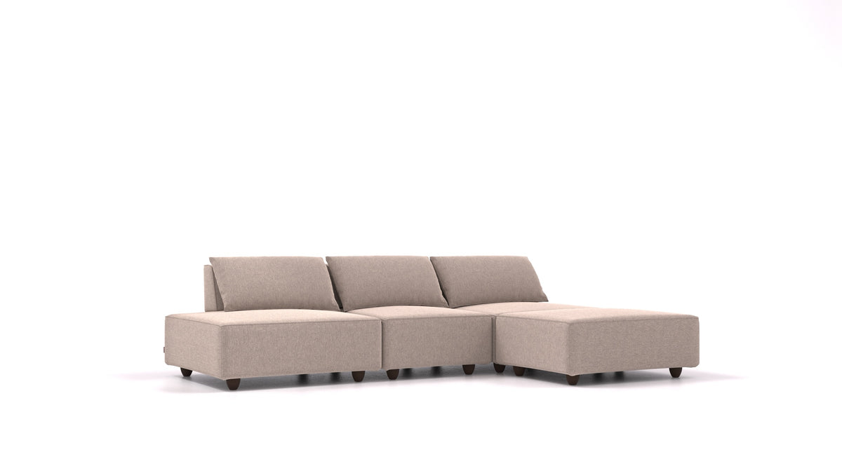 CasCais RS, modulares Sofa von FEYDOM im Stoff Velare ET-15 Light Grey, dunkle Füße