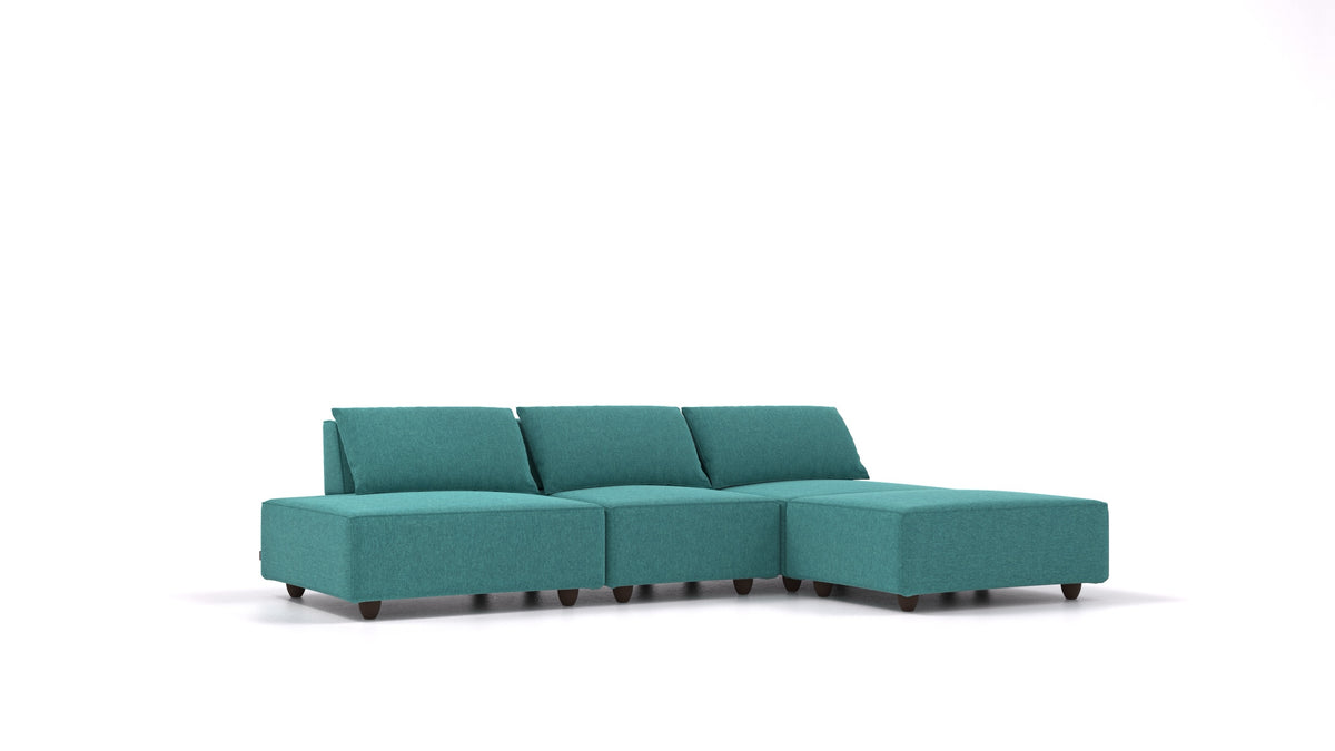 CasCais RS, modulares Sofa von FEYDOM im Stoff Velare ET-16 Turquoise, dunkle Füße