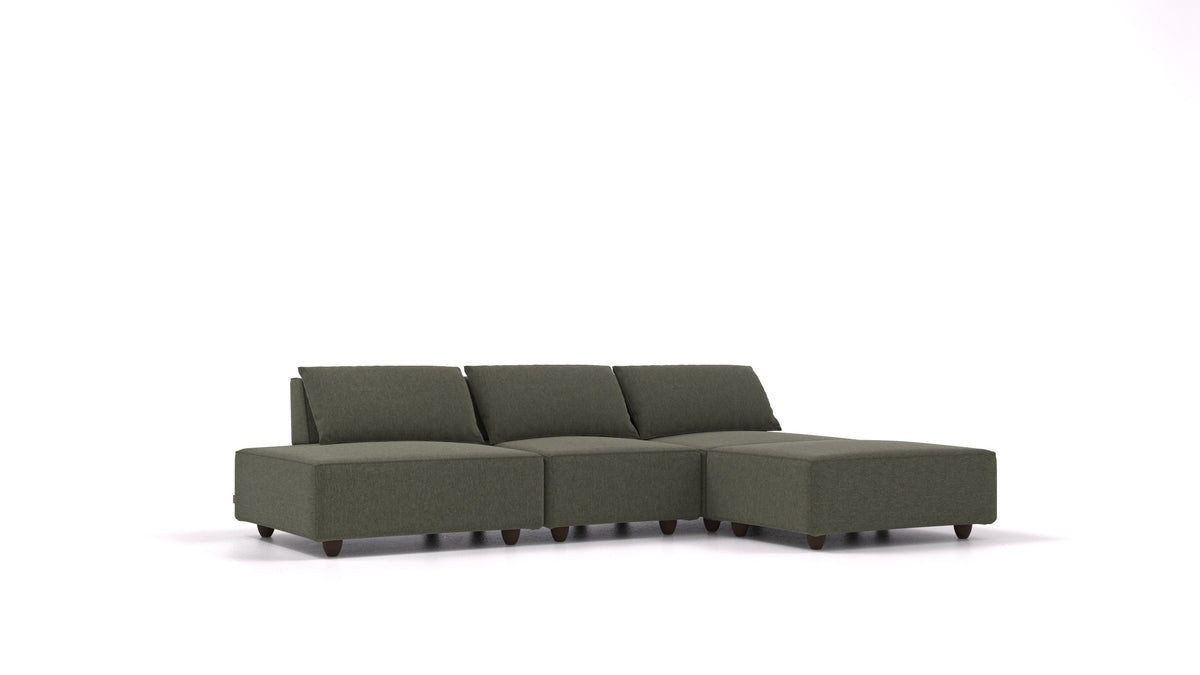 CasCais RS, modulares Sofa von FEYDOM im Stoff Velare ET-38 Pine, dunkle Füße