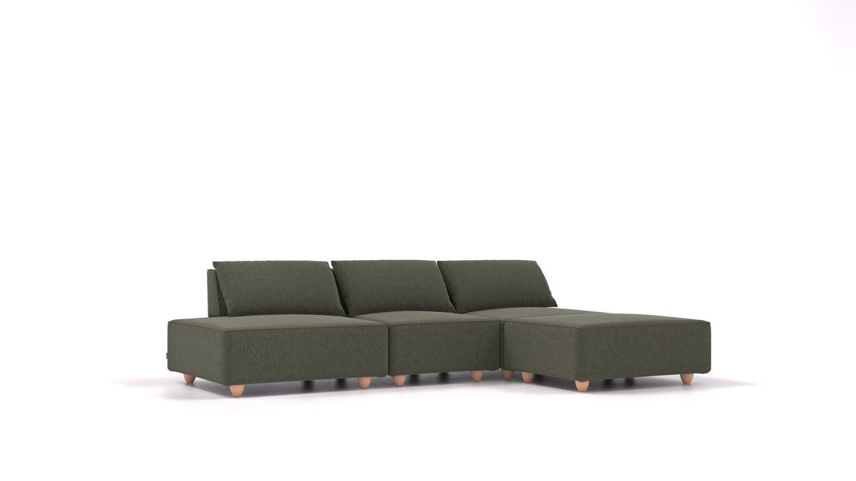 CasCais RS, modulares Sofa von FEYDOM im Stoff Velare ET-38 Pine, helle Füße