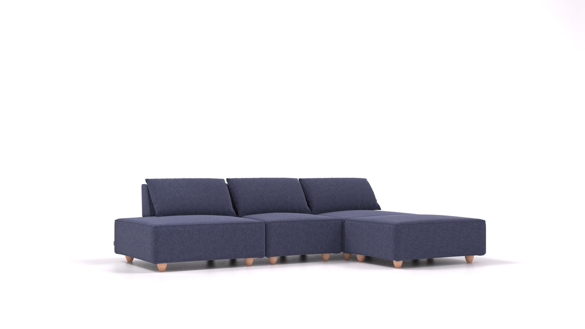 CasCais RS, modulares Sofa von FEYDOM im Stoff Velare ET-80 Noble Blue, helle Füße