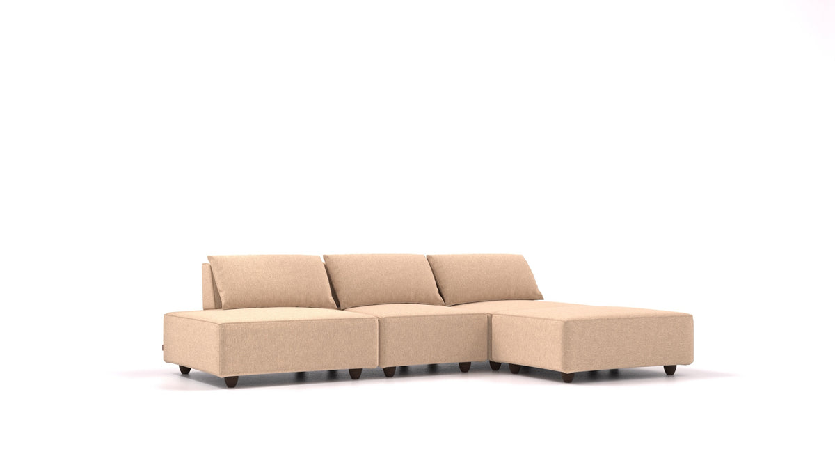CasCais RS, modulares Sofa von FEYDOM im Stoff Velare ET-99 Latte, dunkle Füße