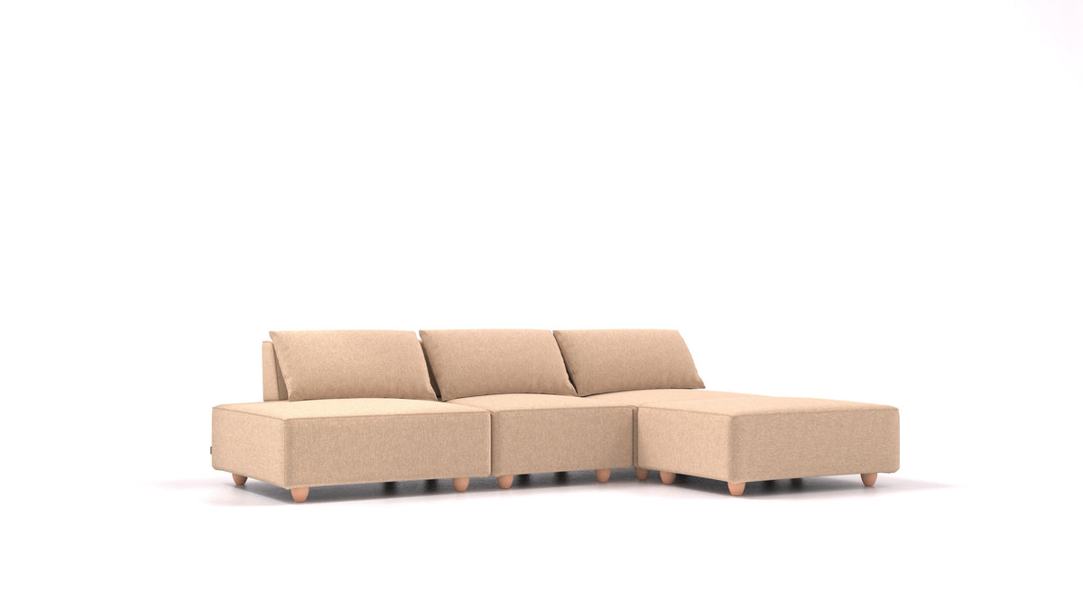 CasCais RS, modulares Sofa von FEYDOM im Stoff Velare ET-99 Latte, helle Füße