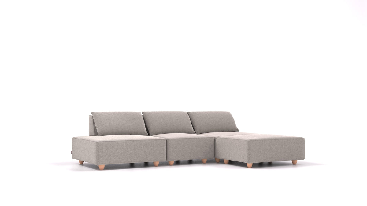 CasCais RS, modulares Sofa von FEYDOM im Stoff Phoenix FE-84 Middle Grey, helle Füße