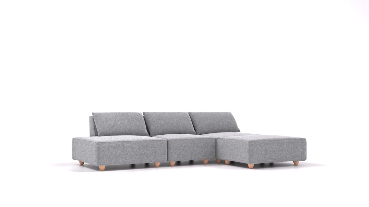 CasCais RS, modulares Sofa von FEYDOM im Stoff Phoenix FE-92 Dark Grey, helle Füße