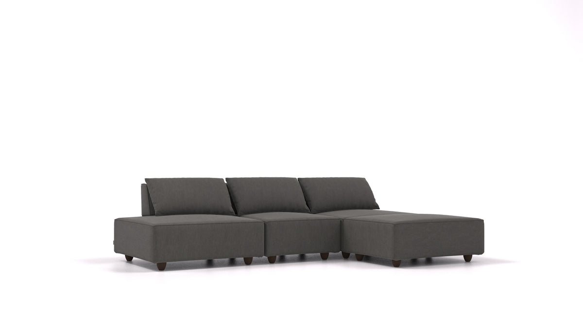 CasCais RS, modulares Sofa von FEYDOM im Stoff Mollia FF-12 Dark Grey, dunkle Füße