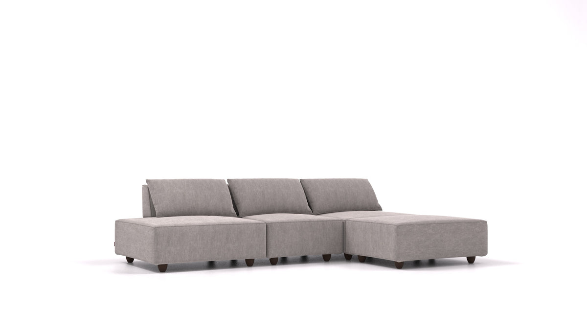 CasCais RS, modulares Sofa von FEYDOM im Stoff Mollia FF-14 Middle Grey, dunkle Füße