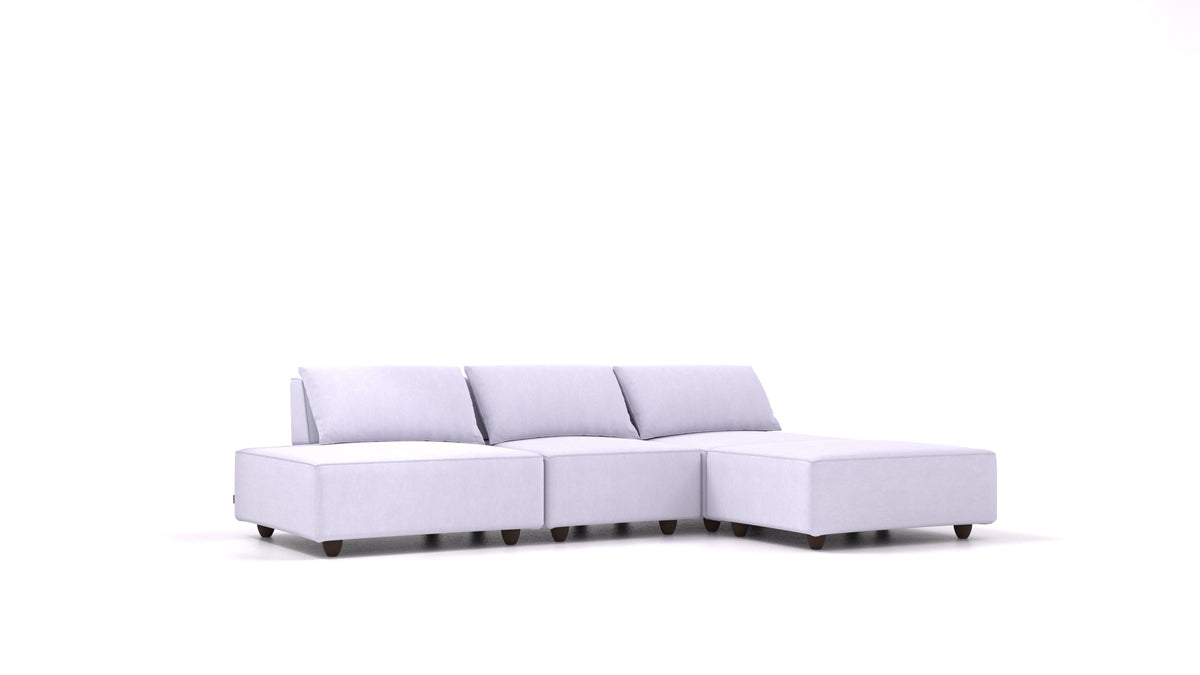 CasCais RS, modulares Sofa von FEYDOM im Stoff Mollia FF-17 Lavander, dunkle Füße