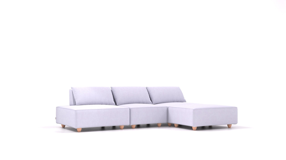 CasCais RS, modulares Sofa von FEYDOM im Stoff Mollia FF-17 Lavander, helle Füße