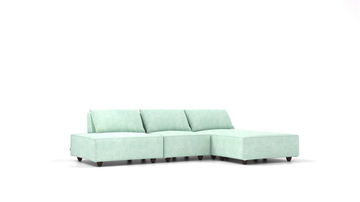 CasCais RS, modulares Sofa von FEYDOM im Stoff Mollia FF-18 Mint, dunkle Füße