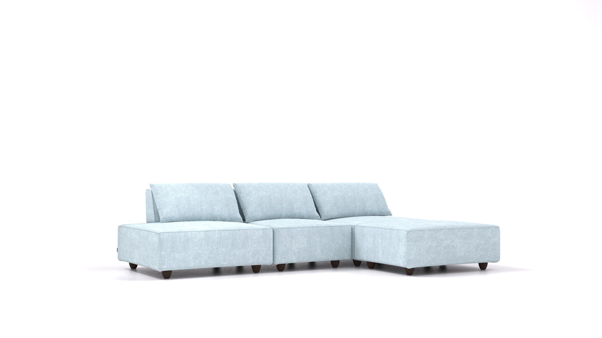 CasCais RS, modulares Sofa von FEYDOM im Stoff Mollia FF-19 Pastel Blue, dunkle Füße