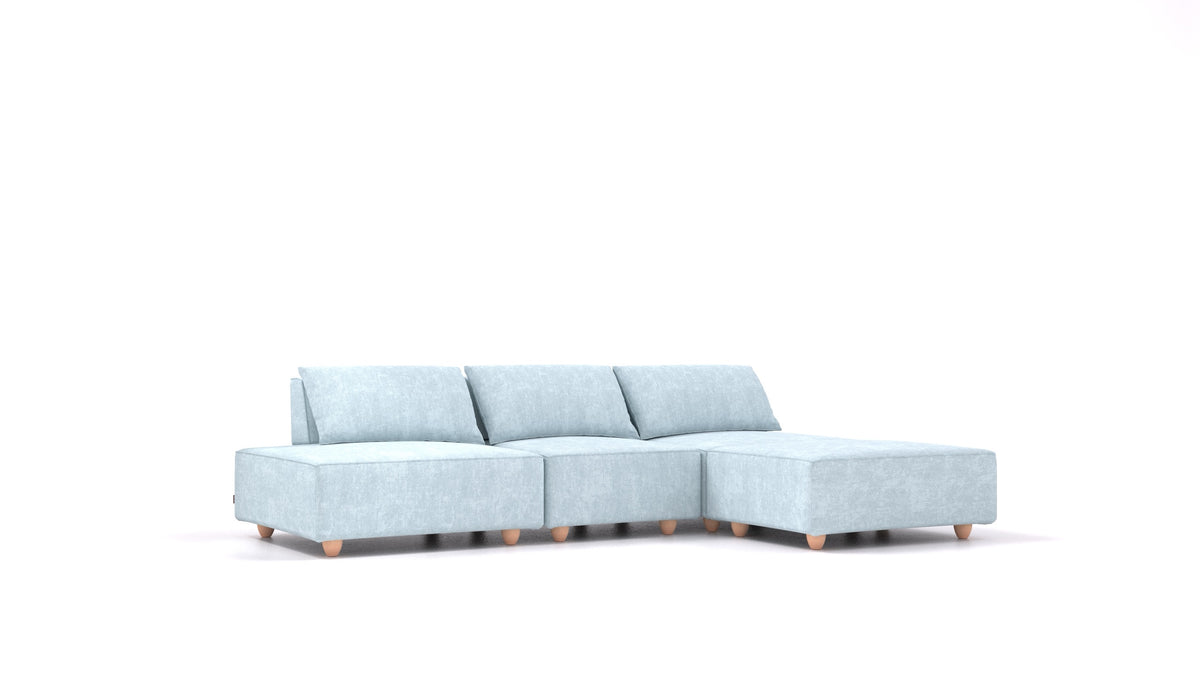 CasCais RS, modulares Sofa von FEYDOM im Stoff Mollia FF-19 Pastel Blue, helle Füße