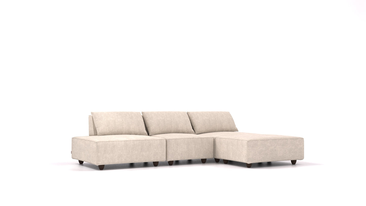 CasCais RS, modulares Sofa von FEYDOM im Stoff Mollia HC-04 White, dunkle Füße
