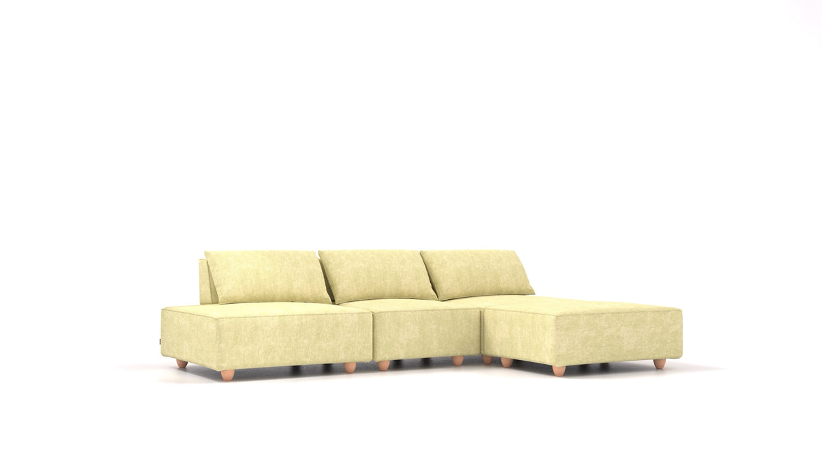 CasCais RS, modulares Sofa von FEYDOM im Stoff Mollia HC-09 Grass Green, helle Füße