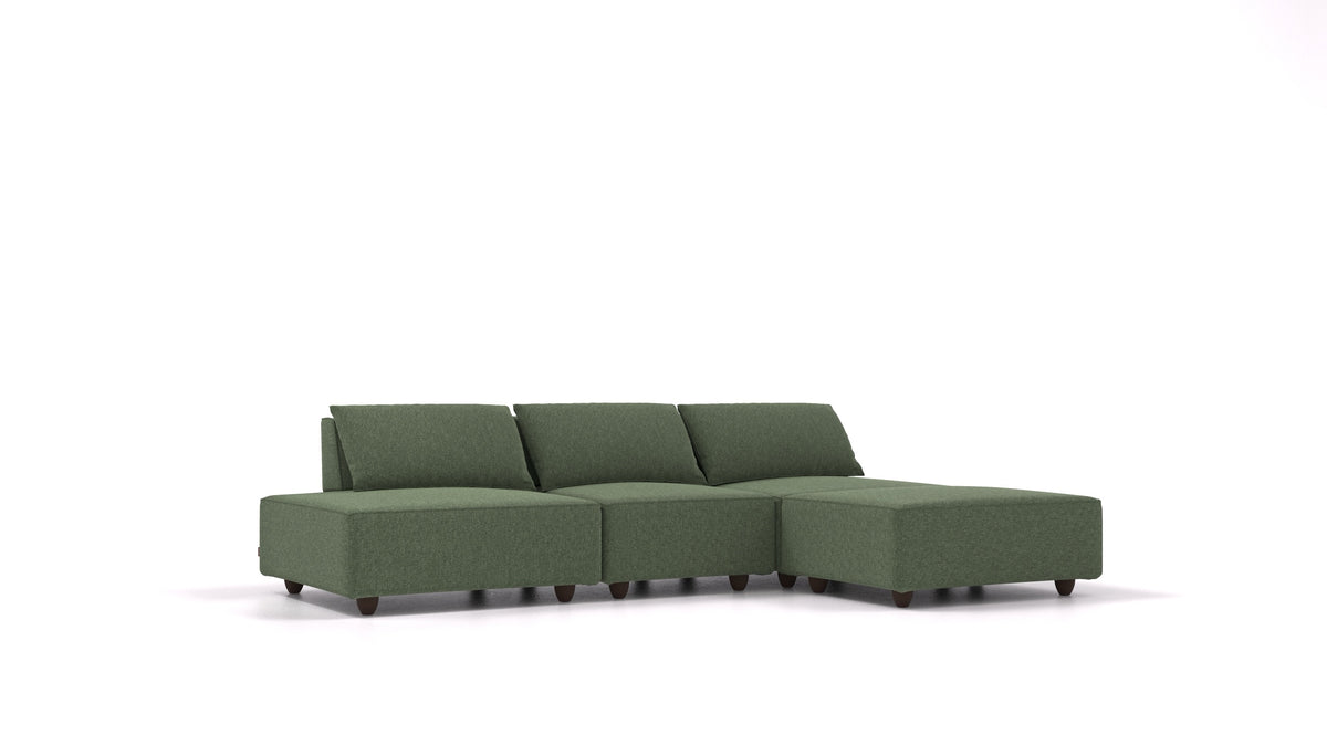 CasCais RS, modulares Sofa von FEYDOM im Stoff Icon IC-39 Forest, dunkle Füße