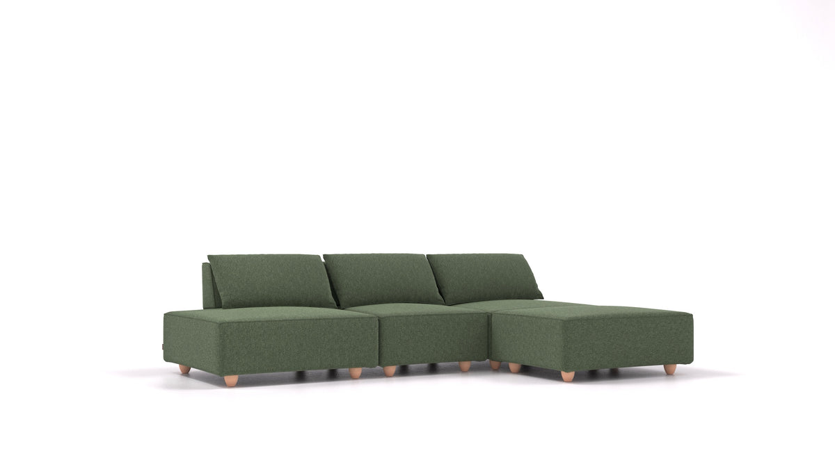 CasCais RS, modulares Sofa von FEYDOM im Stoff Icon IC-39 Forest, helle Füße