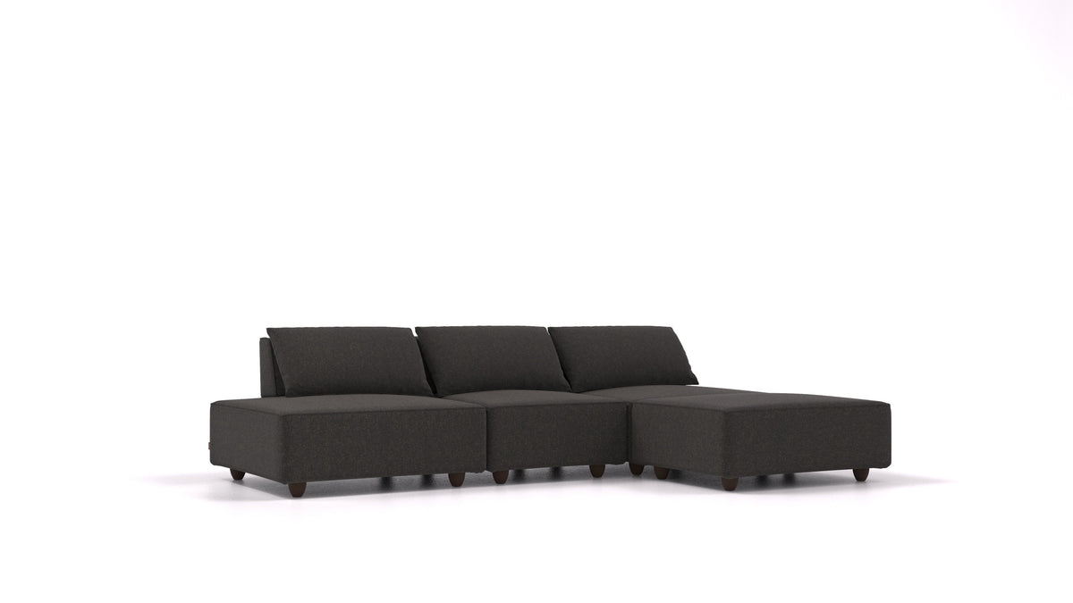 CasCais RS, modulares Sofa von FEYDOM im Stoff Icon IC-99 Umbra, dunkle Füße