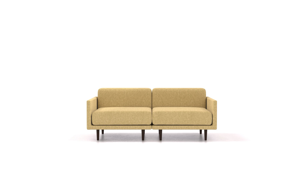 Clooods 2M, modulares Sofa von FEYDOM im Stoff Alure DE-48 Yellow, dunkle Füße