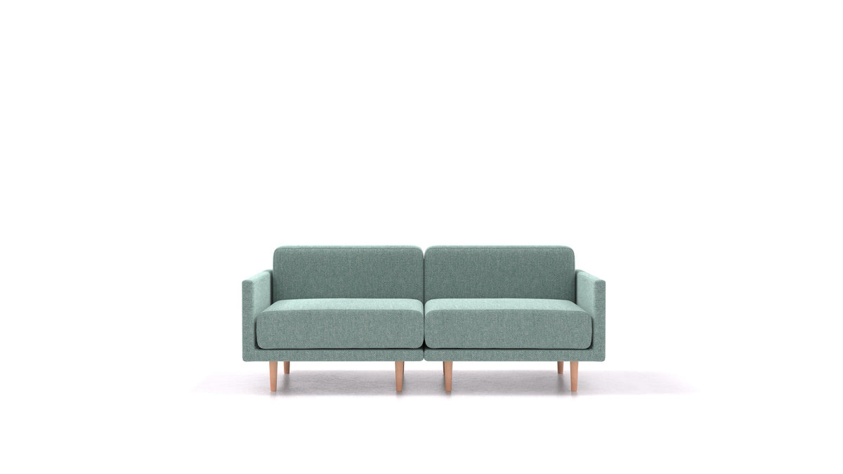 Clooods 2M, modulares Sofa von FEYDOM im Stoff Alure DE-75 Pastel Blue, helle Füße