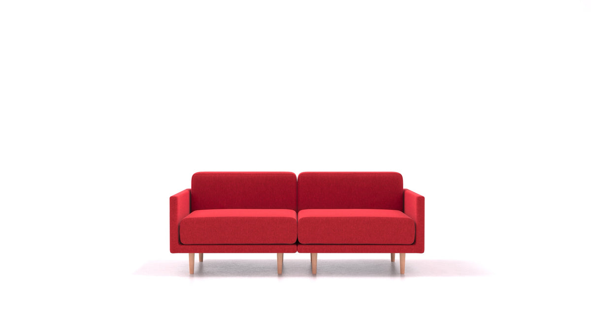 Clooods 2M, modulares Sofa von FEYDOM im Stoff Velare ET-11 Red, helle Füße