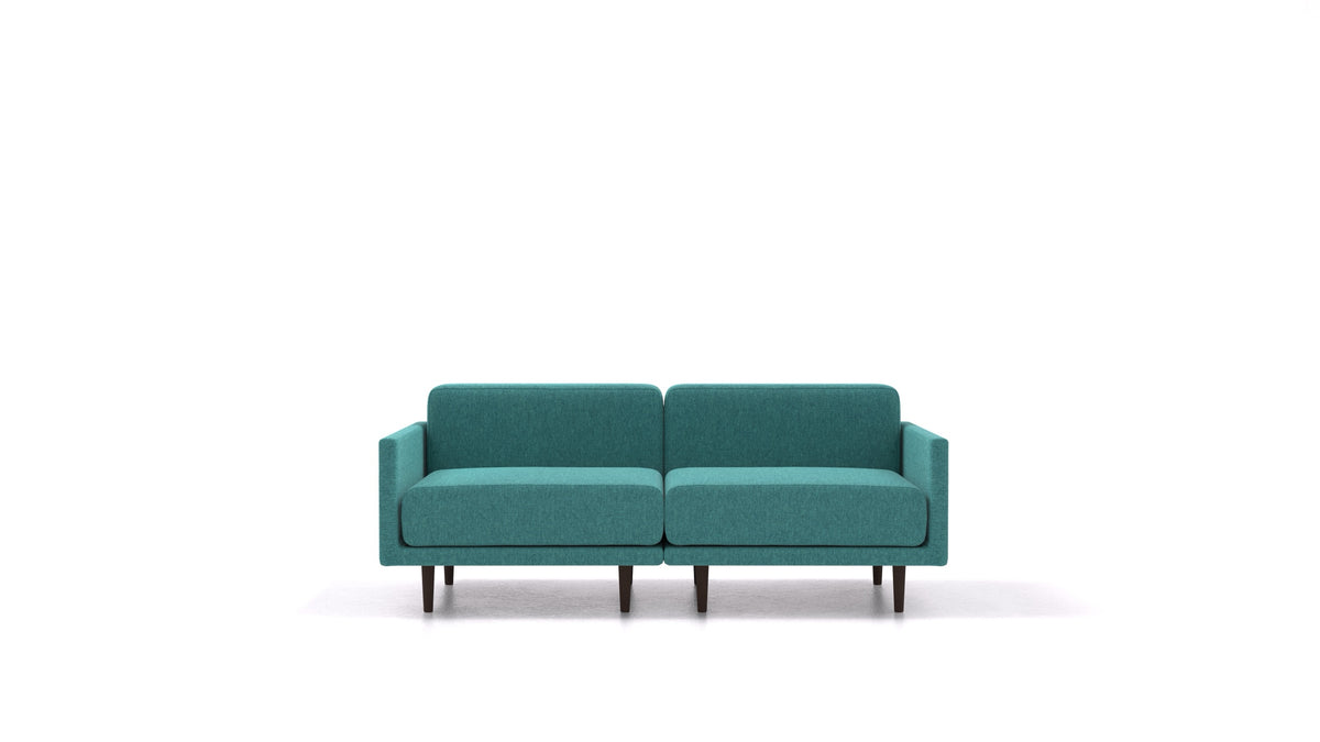 Clooods 2M, modulares Sofa von FEYDOM im Stoff Velare ET-16 Turquoise, dunkle Füße