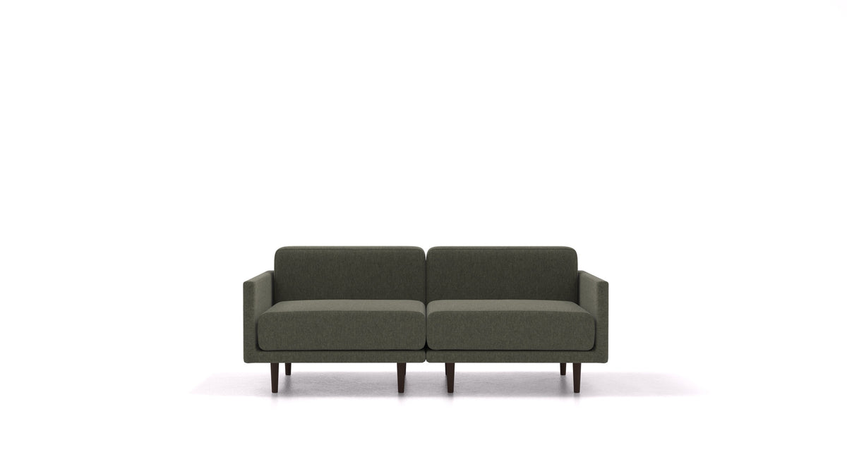Clooods 2M, modulares Sofa von FEYDOM im Stoff Velare ET-38 Pine, dunkle Füße