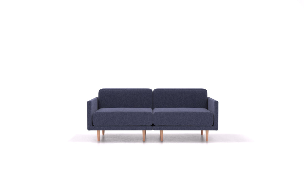 Clooods 2M, modulares Sofa von FEYDOM im Stoff Velare ET-80 Noble Blue, helle Füße