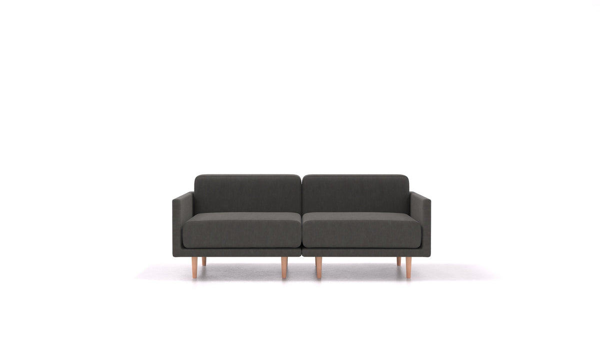 Clooods 2M, modulares Sofa von FEYDOM im Stoff Mollia FF-12 Dark Grey, helle Füße