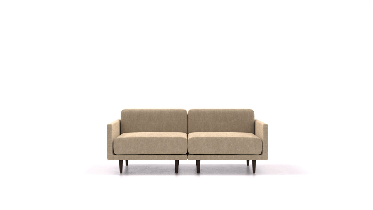 Clooods 2M, modulares Sofa von FEYDOM im Stoff Mollia FF-13 Cappuccino, dunkle Füße