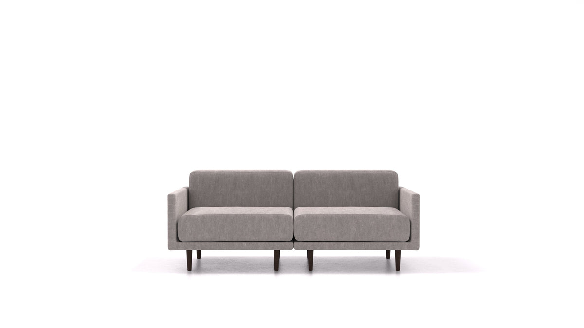Clooods 2M, modulares Sofa von FEYDOM im Stoff Mollia FF-14 Middle Grey, dunkle Füße
