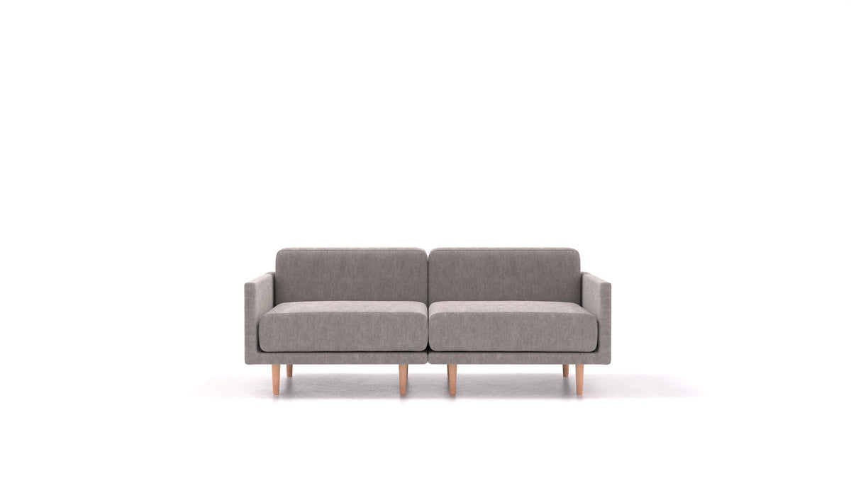 Clooods 2M, modulares Sofa von FEYDOM im Stoff Mollia FF-14 Middle Grey, helle Füße