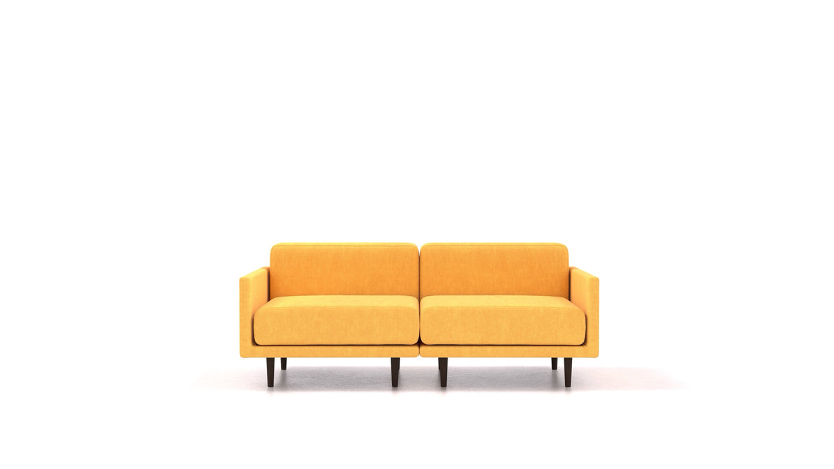 Clooods 2M, modulares Sofa von FEYDOM im Stoff Mollia FF-16 Yellow, dunkle Füße