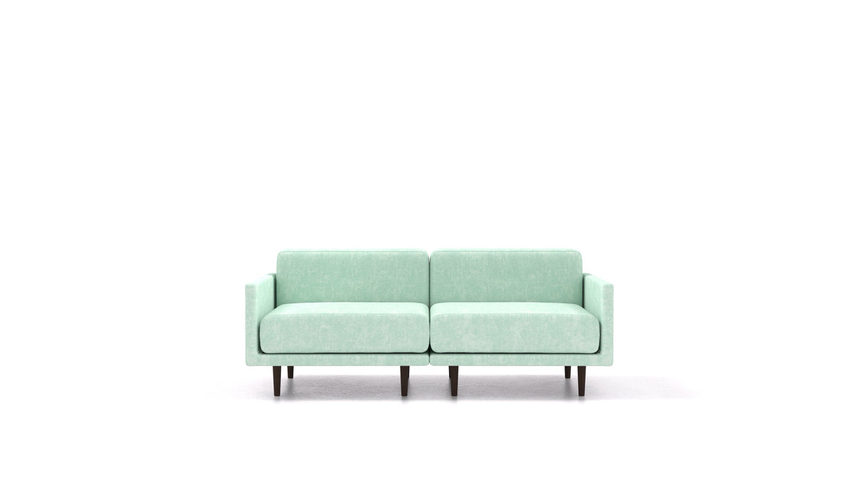 Clooods 2M, modulares Sofa von FEYDOM im Stoff Mollia FF-18 Mint, dunkle Füße