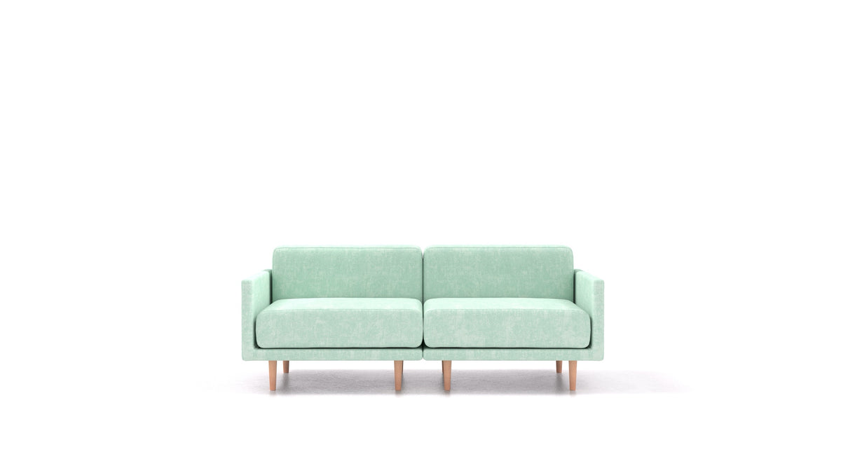 Clooods 2M, modulares Sofa von FEYDOM im Stoff Mollia FF-18 Mint, helle Füße