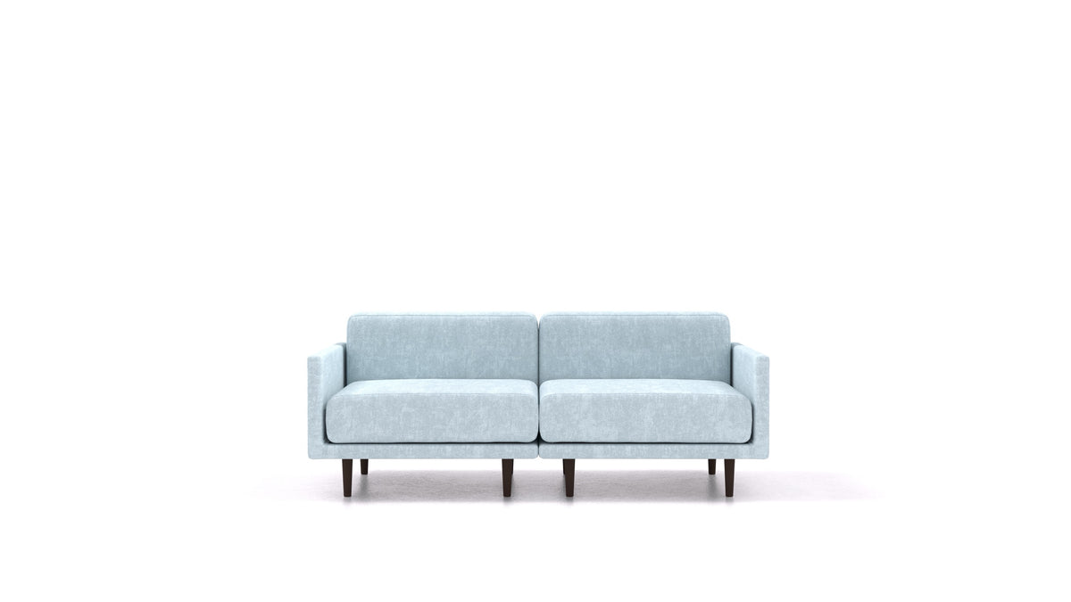 Clooods 2M, modulares Sofa von FEYDOM im Stoff Mollia FF-19 Pastel Blue, dunkle Füße