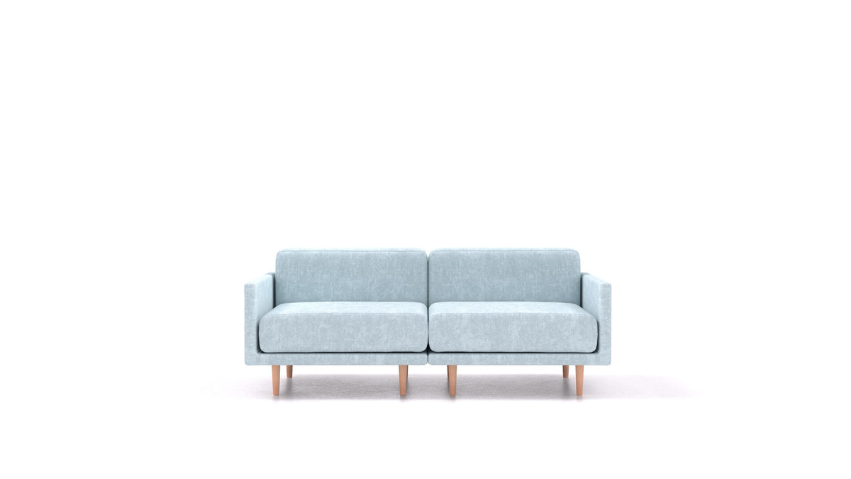 Clooods 2M, modulares Sofa von FEYDOM im Stoff Mollia FF-19 Pastel Blue, helle Füße
