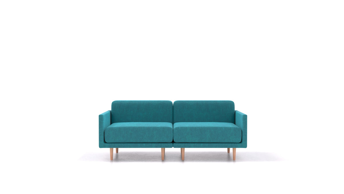 Clooods 2M, modulares Sofa von FEYDOM im Stoff Mollia FF-20 Turquoise, helle Füße