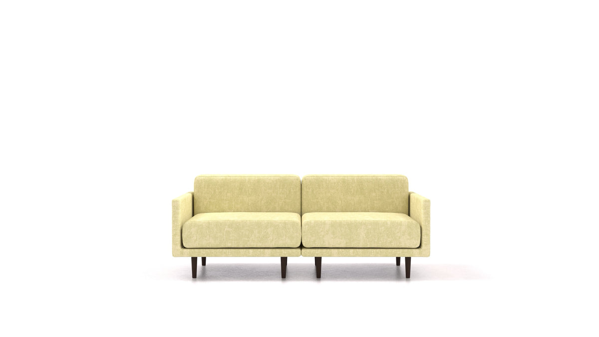 Clooods 2M, modulares Sofa von FEYDOM im Stoff Mollia HC-09 Grass Green, dunkle Füße