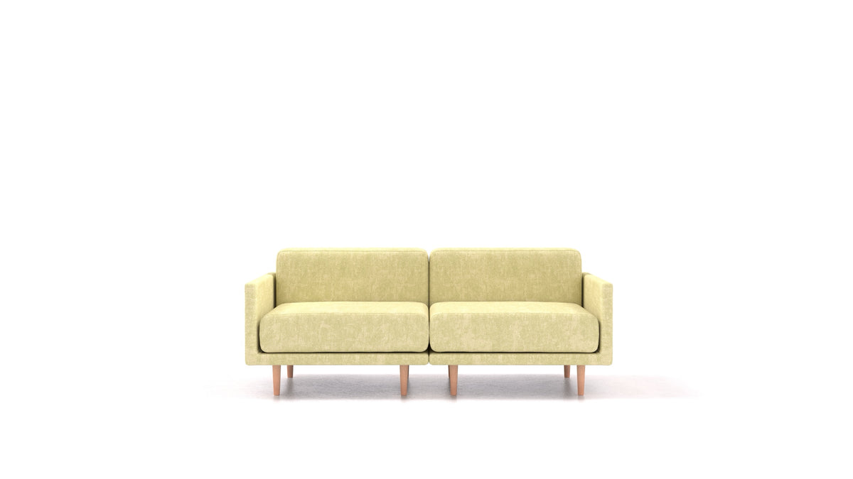 Clooods 2M, modulares Sofa von FEYDOM im Stoff Mollia HC-09 Grass Green, helle Füße