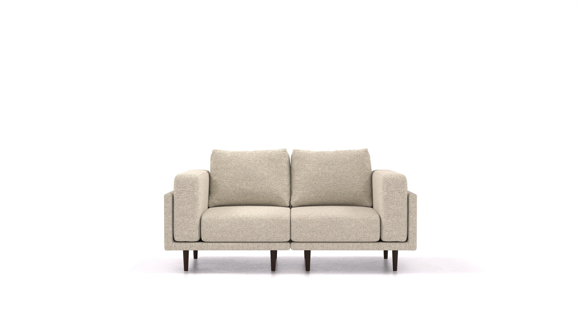 Clooods 2S, modulares Sofa von FEYDOM im Stoff Alure DE-09 Natur, dunkle Füße