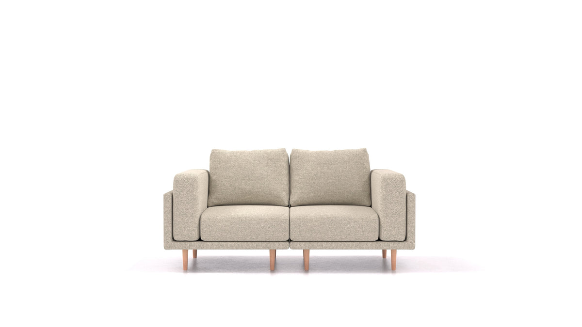 Clooods 2S, modulares Sofa von FEYDOM im Stoff Alure DE-09 Natur, helle Füße
