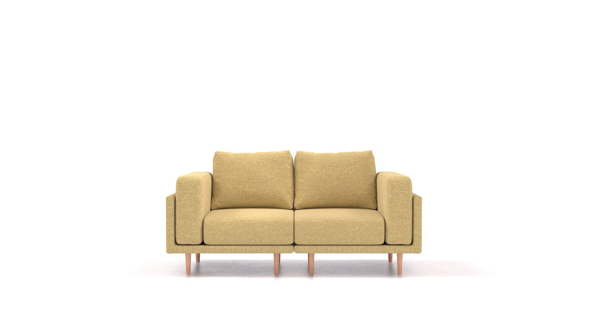 Clooods 2S, modulares Sofa von FEYDOM im Stoff Alure DE-48 Yellow, helle Füße