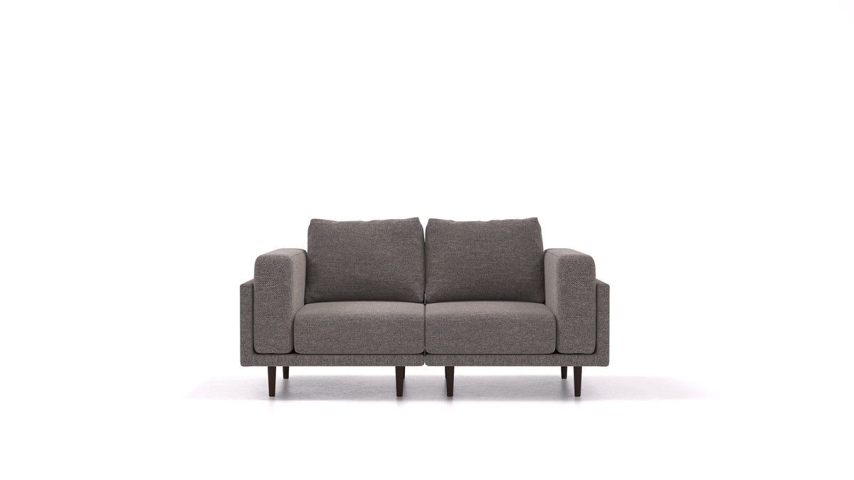 Clooods 2S, modulares Sofa von FEYDOM im Stoff Alure DE-92 Middle Grey, dunkle Füße